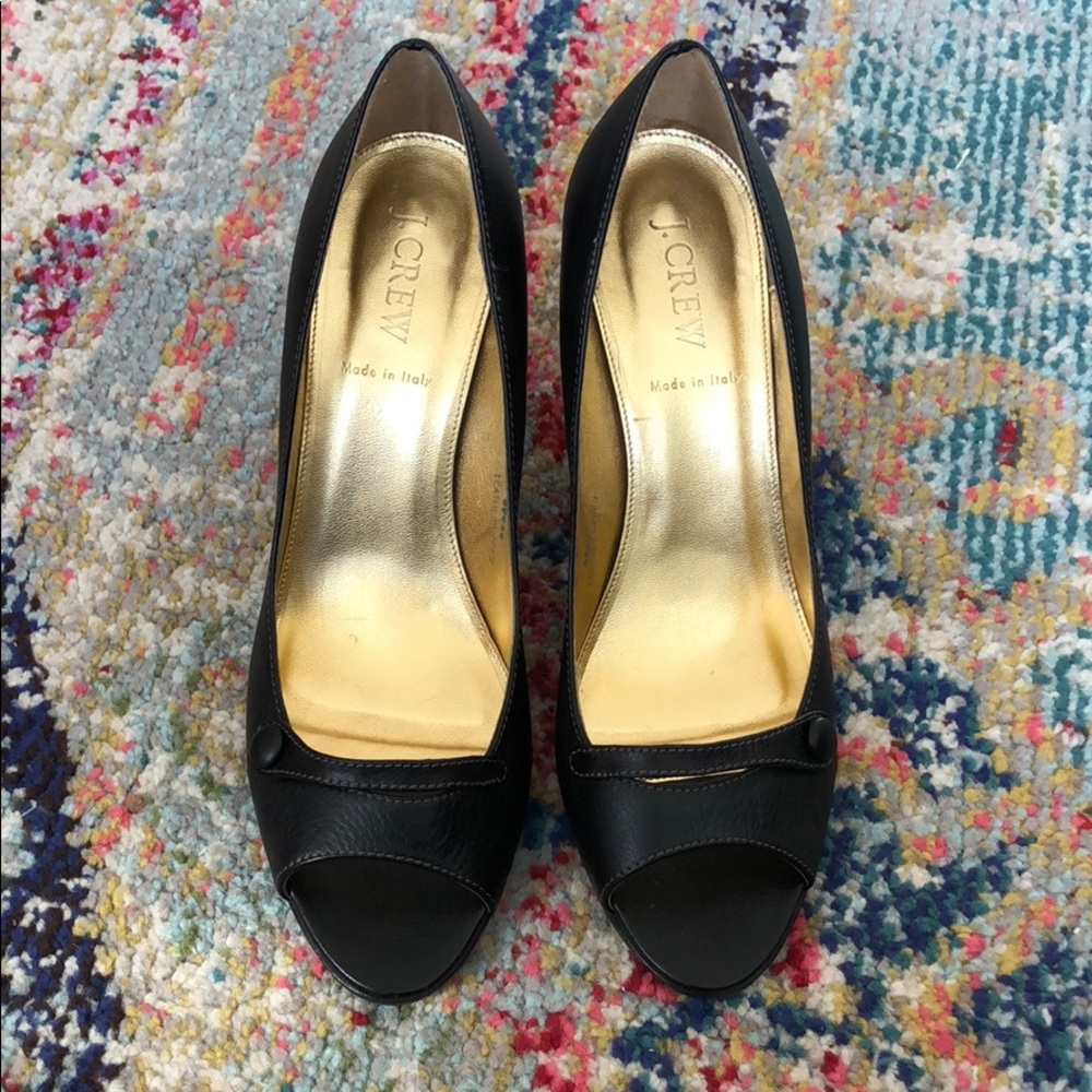 J. Crew | Black Peep Toe Heels
